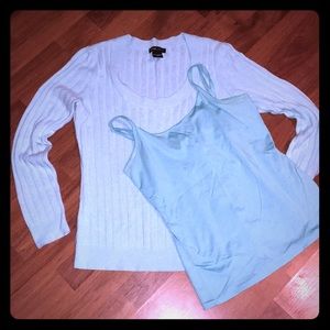 Ice blue lightweight sweater & matching shelf tank
